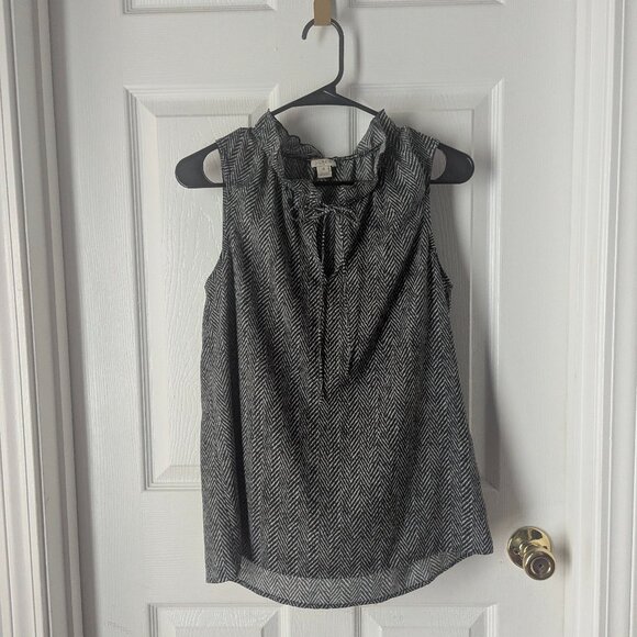 J. Crew Tops - J crew sleeveless grey and white blouse - 6